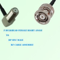 F Bulkhead Female Right Angle to RP BNC Male RF Cable Assembly