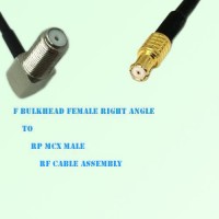 F Bulkhead Female Right Angle to RP MCX Male RF Cable Assembly