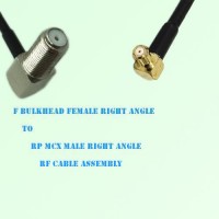 F Bulkhead Female R/A to RP MCX Male R/A RF Cable Assembly