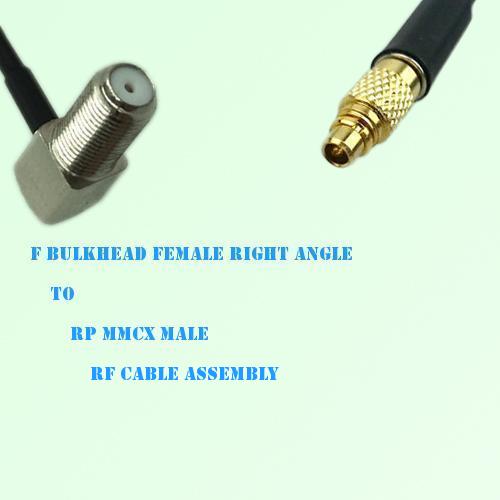 F Bulkhead Female Right Angle to RP MMCX Male RF Cable Assembly F Bulkhead Female Right Angle to RP MMCX Male RF Cable Assembly
