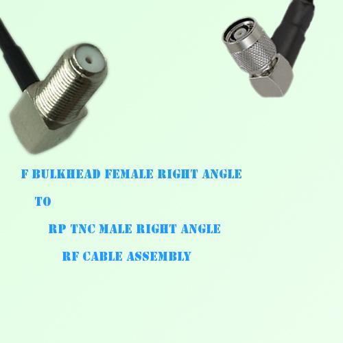 F Bulkhead Female R/A to RP TNC Male R/A RF Cable Assembly