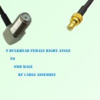 F Bulkhead Female Right Angle to SMB Male RF Cable Assembly F Bulkhead Female Right Angle to SMB Male RF Cable Assembly