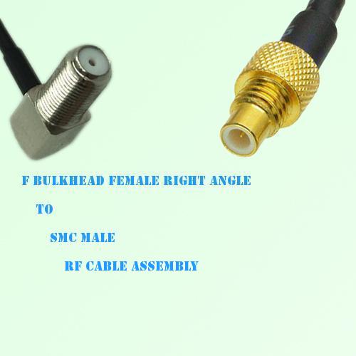 F Bulkhead Female Right Angle to SMC Male RF Cable Assembly