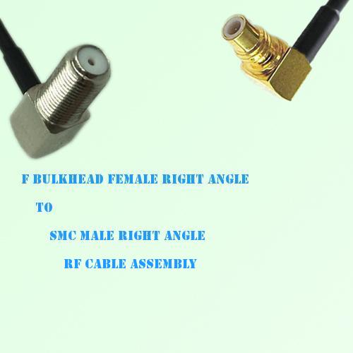 F Bulkhead Female R/A to SMC Male R/A RF Cable Assembly