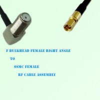 F Bulkhead Female Right Angle to SSMC Female RF Cable Assembly