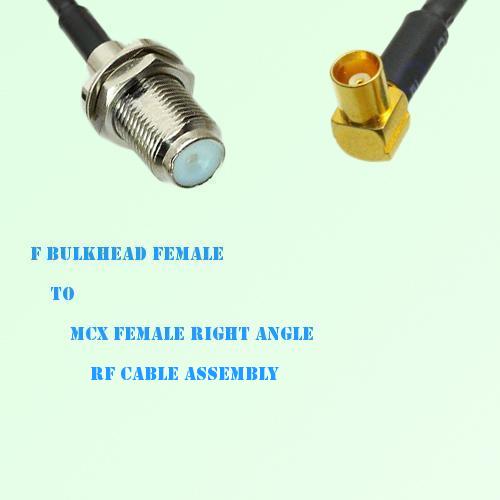 F Bulkhead Female to MCX Female Right Angle RF Cable Assembly