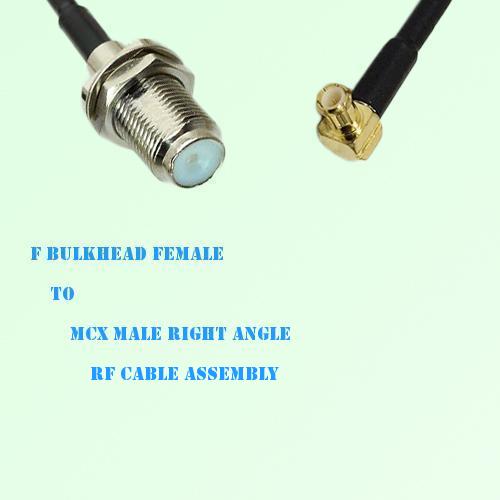 F Bulkhead Female to MCX Male Right Angle RF Cable Assembly F Bulkhead Female to MCX Male Right Angle RF Cable Assembly