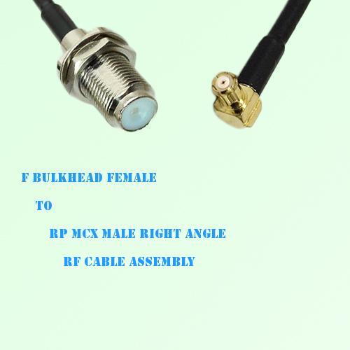 F Bulkhead Female to RP MCX Male Right Angle RF Cable Assembly