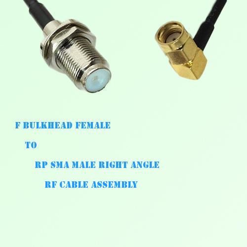 F Bulkhead Female to RP SMA Male Right Angle RF Cable Assembly