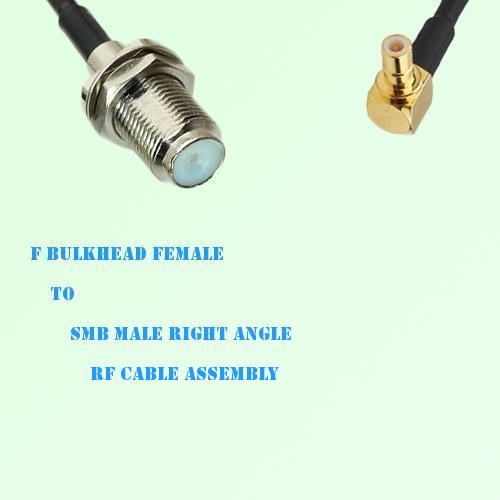 F Bulkhead Female to SMB Male Right Angle RF Cable Assembly