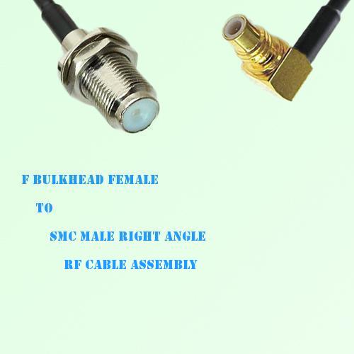 F Bulkhead Female to SMC Male Right Angle RF Cable Assembly