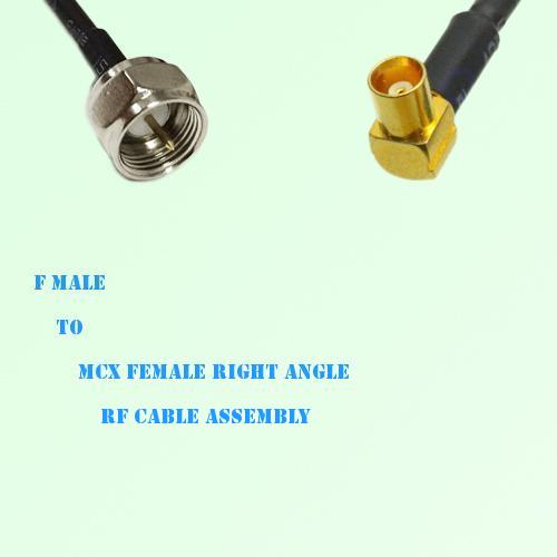 F Male to MCX Female Right Angle RF Cable Assembly