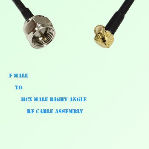 F Male to MCX Male Right Angle RF Cable Assembly