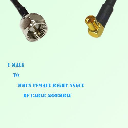 F Male to MMCX Female Right Angle RF Cable Assembly