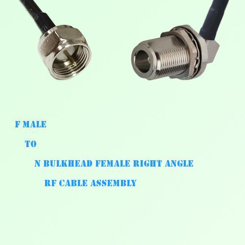 F Male to N Bulkhead Female Right Angle RF Cable Assembly