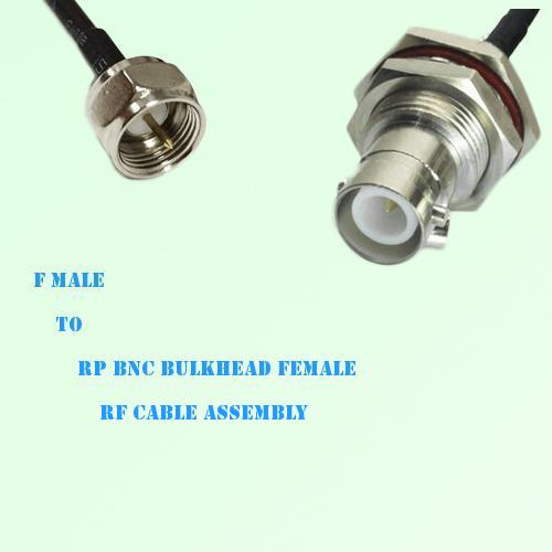 F Male to RP BNC Bulkhead Female RF Cable Assembly