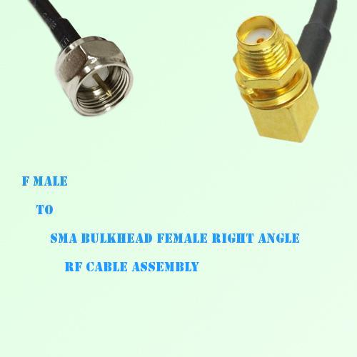 F Male to SMA Bulkhead Female Right Angle RF Cable Assembly