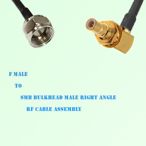 F Male to SMB Bulkhead Male Right Angle RF Cable Assembly F Male to SMB Bulkhead Male Right Angle RF Cable Assembly
