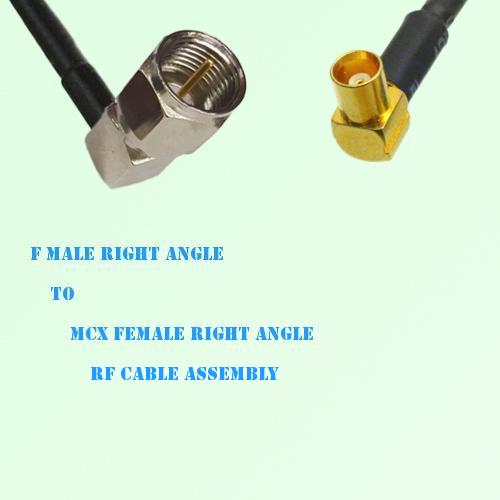 F Male Right Angle to MCX Female Right Angle RF Cable Assembly