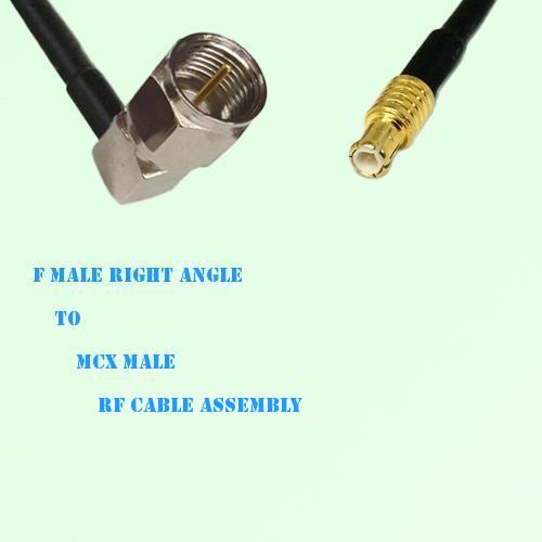 F Male Right Angle to MCX Male RF Cable Assembly