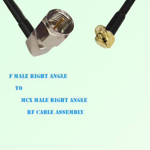 F Male Right Angle to MCX Male Right Angle RF Cable Assembly