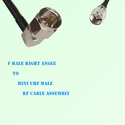 F Male Right Angle to Mini UHF Male RF Cable Assembly F Male Right Angle to Mini UHF Male RF Cable Assembly