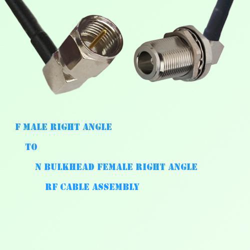 F Male Right Angle to N Bulkhead Female Right Angle RF Cable Assembly