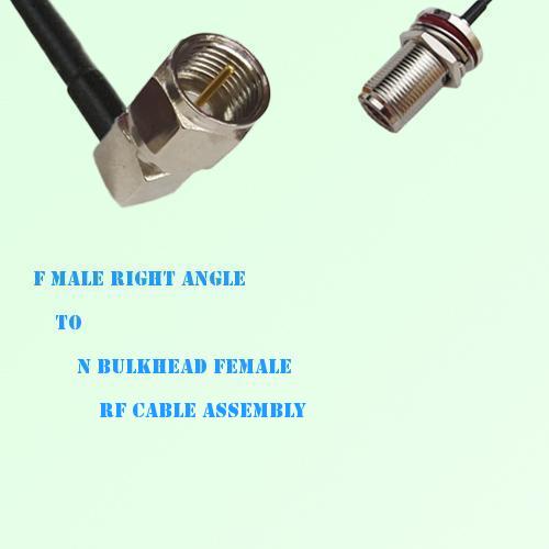 F Male Right Angle to N Bulkhead Female RF Cable Assembly