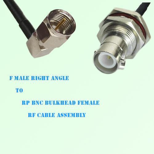 F Male Right Angle to RP BNC Bulkhead Female RF Cable Assembly