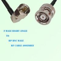 F Male Right Angle to RP BNC Male RF Cable Assembly
