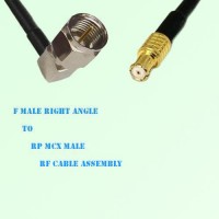 F Male Right Angle to RP MCX Male RF Cable Assembly
