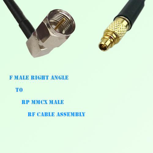 F Male Right Angle to RP MMCX Male RF Cable Assembly F Male Right Angle to RP MMCX Male RF Cable Assembly