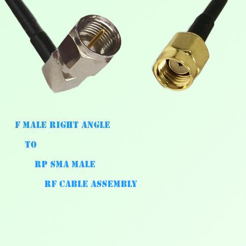 F Male Right Angle to RP SMA Male RF Cable Assembly