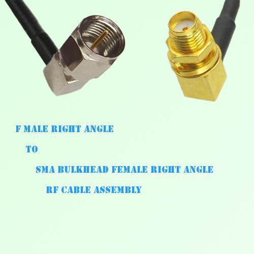 F Male R/A to SMA Bulkhead Female R/A RF Cable Assembly
