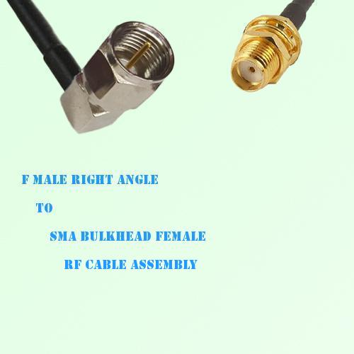F Male Right Angle to SMA Bulkhead Female RF Cable Assembly