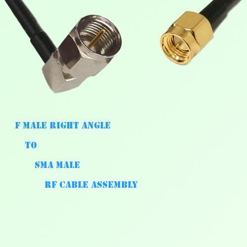 F Male Right Angle to SMA Male RF Cable Assembly