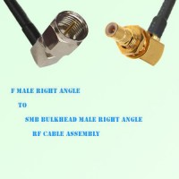 F Male Right Angle to SMB Bulkhead Male Right Angle RF Cable Assembly