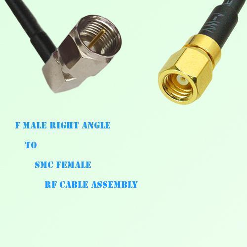 F Male Right Angle to SMC Female RF Cable Assembly