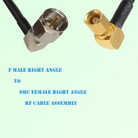 F Male Right Angle to SMC Female Right Angle RF Cable Assembly