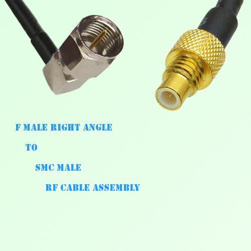 F Male Right Angle to SMC Male RF Cable Assembly