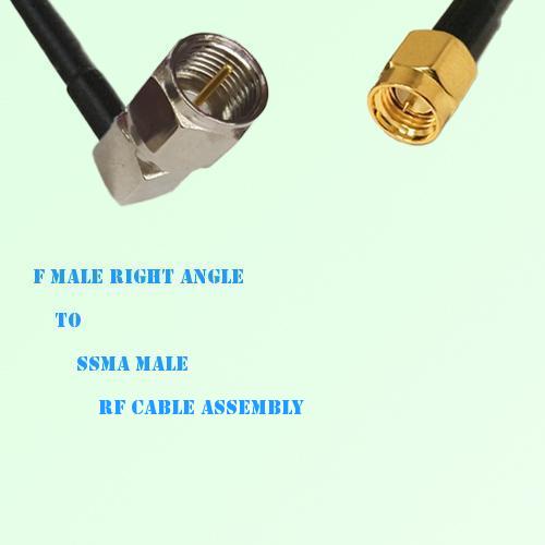 F Male Right Angle to SSMA Male RF Cable Assembly