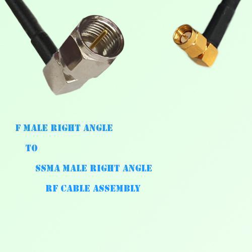 F Male Right Angle to SSMA Male Right Angle RF Cable Assembly