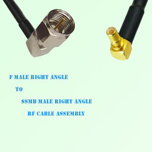 F Male Right Angle to SSMB Male Right Angle RF Cable Assembly