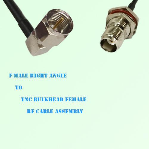 F Male Right Angle to TNC Bulkhead Female RF Cable Assembly F Male Right Angle to TNC Bulkhead Female RF Cable Assembly