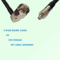 F Male Right Angle to TS9 Female RF Cable Assembly