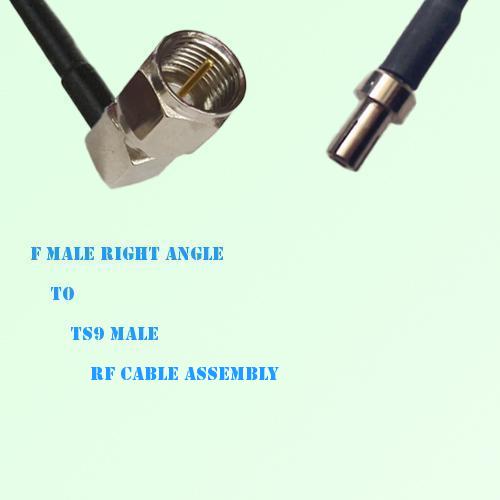F Male Right Angle to TS9 Male RF Cable Assembly