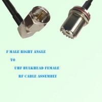F Male Right Angle to UHF Bulkhead Female RF Cable Assembly