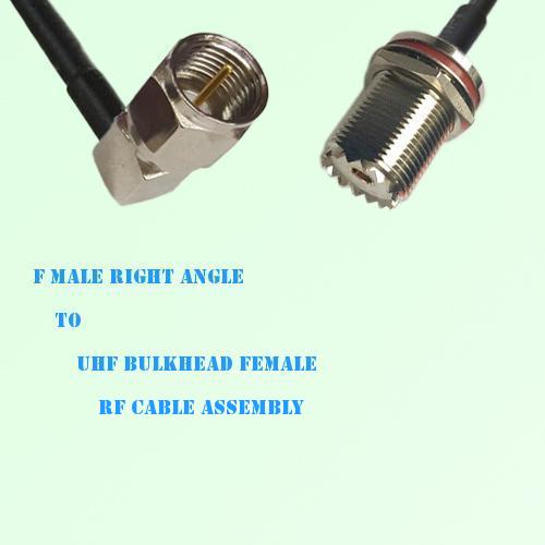 F Male Right Angle to UHF Bulkhead Female RF Cable Assembly