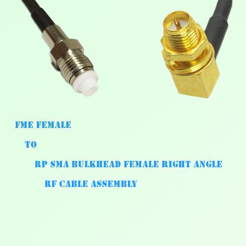 FME Female to RP SMA Bulkhead Female Right Angle RF Cable Assembly FME Female to RP SMA Bulkhead Female Right Angle RF Cable Assembly