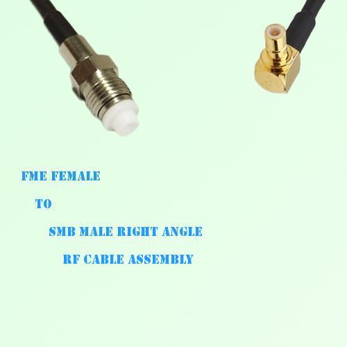 FME Female to SMB Male Right Angle RF Cable Assembly